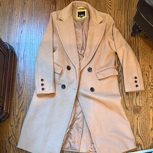 Sam Edelman Camel Double-Breasted Wool Trench Coat